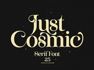 Just Cosmic Font + Logos app branding cosmic design display font graphic design illustration logo night serif font sky typeface typography ui ux vector