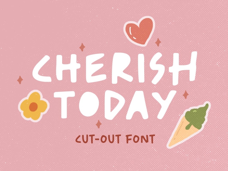 Cherish 2Day Font app branding cutout cutout font design display display font font graphic design illustration logo typography ui ux vector