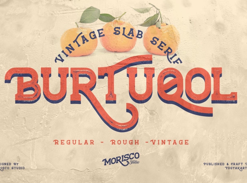 Burtuqol - Vintage Slab Serif Font app branding design display font graphic design handmade illustration logo retro typeface typography ui ux vector vintage