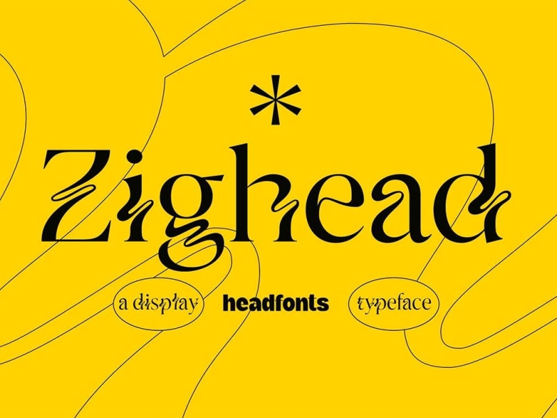 Zigghed Display Font app branding decorative design display font graphic design illustration logo playful serif typeface typography ui ux vector