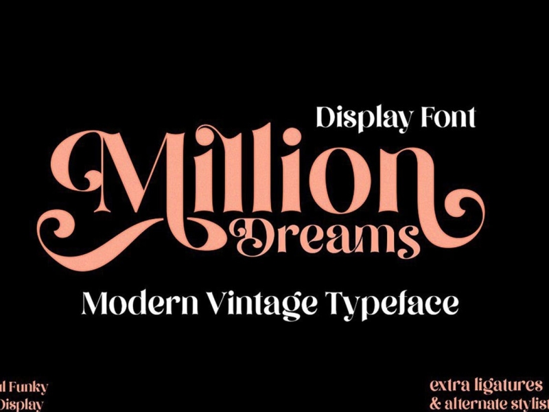 Million Dreams Vintage Typeface app branding design display font graphic design illustration logo serif typeface typography ui ux vector vintage