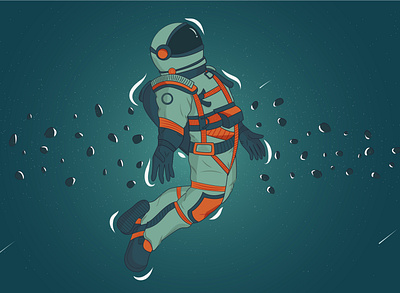 Astro in galaxy graphic design illustration