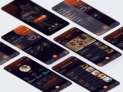 Fitness & Workout Mobile App all android app app dark theme design exercise fitness fitness moble app gym gym app ios app mobile mobile app mobile app design modern ui ui design ux workout