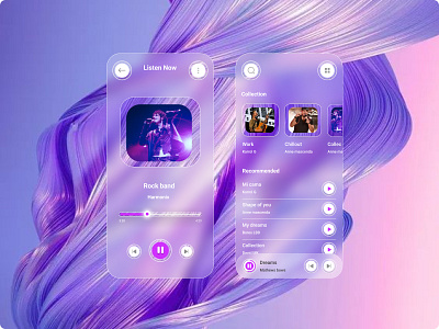 Music Player App app clean design glassy ios minimal minimalist mobile app mobile design modern music music player player song sound spotify ui ux