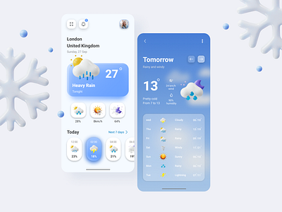 Weather Forecast 3d design app app design application forecast light theme mobile app modern ui ui design uiux ux design weather weather app weather forecast