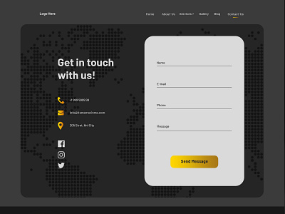 Contact Us Page Designed for DJ website adobe xd app black and gold clickable mockup contact page contact us designer graphic design illustration mobile ui prototype prototype designer ui ui ux ui ux designer website designer website mockup website ui