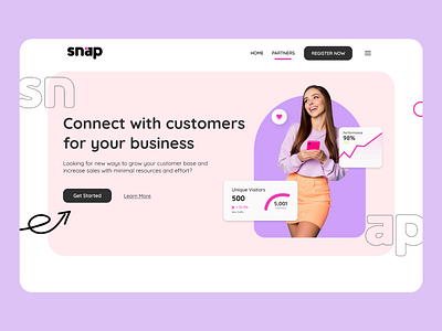 Landing Page UI Design adobe xd b2b website banner clickable mockup colorful ui dailyui design fun fun ui graphic design graphicdesignui hero image landing page playful playful web design prototype ui ui ux ux research website design