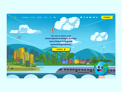 NFT Website Banner Illustration adobe xd clickable mockup concept art energy illustration graphic design green buildings illustration landing page nature website nft nft website power prototype solar ui ui ux vector website banner website design wind