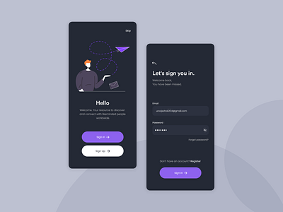 Login / Register - Mobile App by Syeda Urooj Sohail on Dribbble