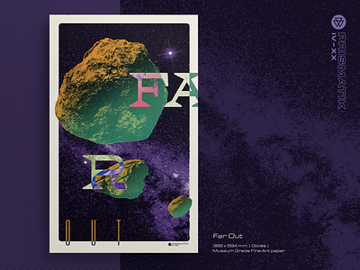 Far Out design far out green halftone illustration orange poster purple sci fi science fiction space stars type typography