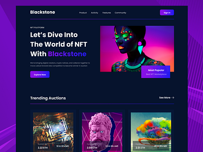 Blackstone-NFT Marketplace Landing Page Website bitcoin crypto design marketplace nft nft website ui