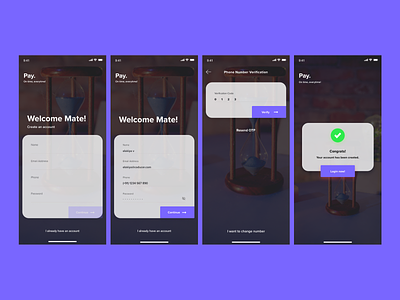 Pay.          Mobile sign-up screen with phone verfication.