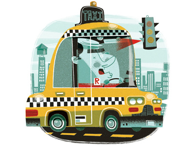 Taxi! automotive character city driving humor lifestyle people pop culture retro taxi transportation urban