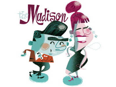 Do the Madison! character cool couple dancing fun glamour lady lifestyle people pink pop culture retro