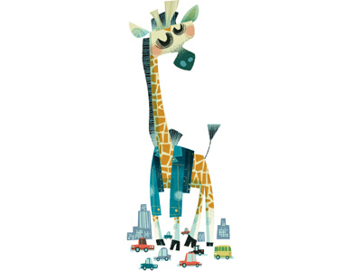 Ginormous Giraffe! animals cars character childrens book fun ginormous giraffe humor jean jacket retro wildlife zoo