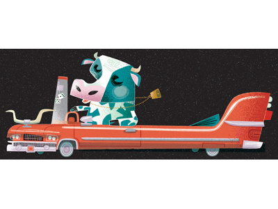 Brand New Cattle-Lac! americana animals cars character childrens book cow driving fun humor retro travel vacation