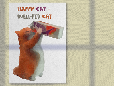 Poster with happy cat cat design feed flyer flyer design ginger graphic design illustration milk poster