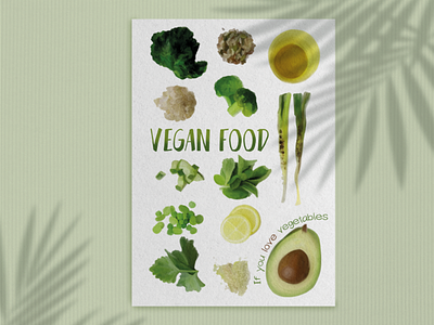 Poster with set of vegan food