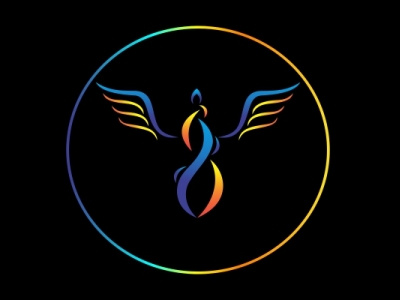 Flying flame logo