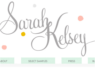 Sarah Kelsy colourful dots logo navigation spotty tabs web