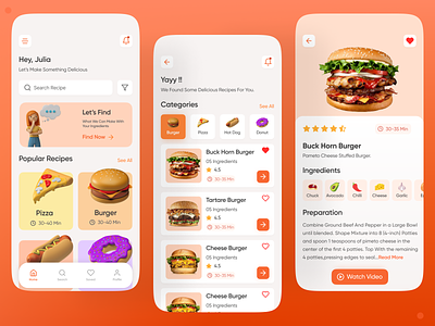 Recipe App design food food delivery mobile design recipe recipeapp ui uidesign