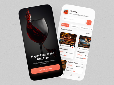 Happy Hours Deals App animation bar app graphic design happy hour deals happy hours app liquor app motion graphics ui uidesign uiuxdesigner uxdesign