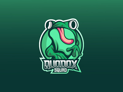 Quodox Logo branding channel design esports frog gamers gaming graphic design illustration logo logo design mascot vector youtube