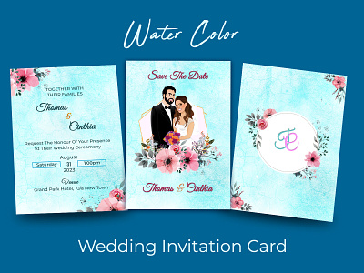 Water Color Wedding Invitation branding businesscard design graphic design illustration logo postcard save the date ui ux vector water color wedding invitation