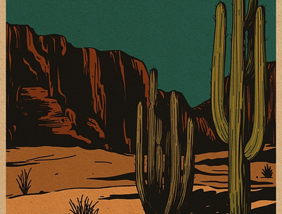 Textured Desert adventure branding desert design illustration