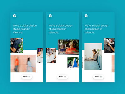 Gusta – About page about carousel design studio digital design portfolio webdesign website
