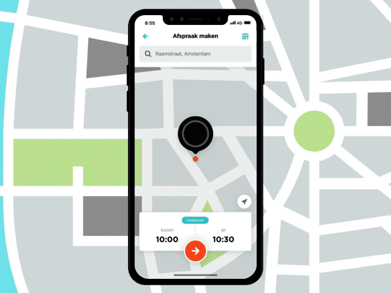 'Fixie' – Appointment and live notification animation app apple watch appointment iphone x map principle prototype route