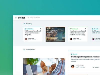 Polder – Dashboard Prototype dashboard framer internal communications navigation papers polder prototype search tags tiles