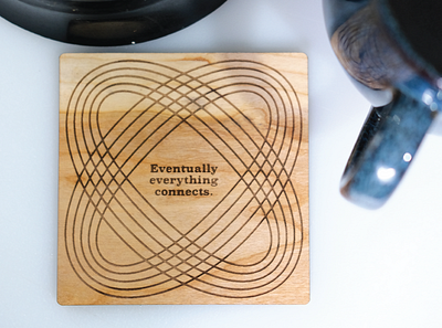Eventually Everything Connects - Wood Coaster coaster connections eames intersections laser laser cut laser engraved midcentury modern ray and charles wood