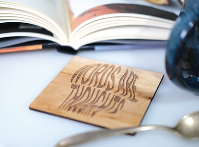 Words Are Thoughts - Custom Wood Coaster brain coaster design head ideas ideation laser laser cut laser engraved thoughts wood engraving