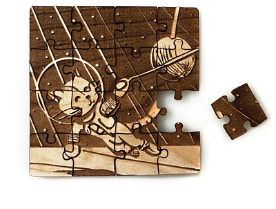 Catsronaut Puzzle cat astronaut cats cats in space catstronaut design laser laser cut laser engraved pocket sized puzzle