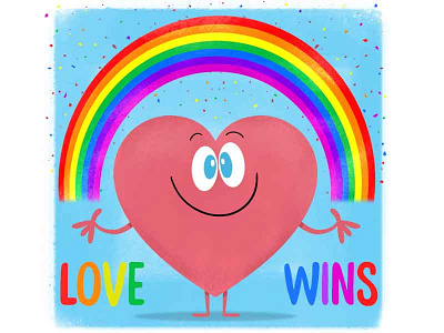 Love Wins cartoon celebration character design color heart illustration rainbow