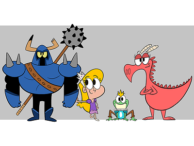 Character Line up cartoon character design dragon frog illustration knight lineup princess tv