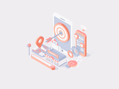 Targeting 3d header design isometric isometric art isometric illustration isometry trendy webdesign