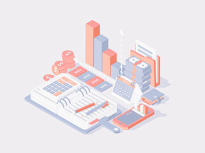 Accounting and Taxes Isometric Illustration accounting finance app isometric product design productdesign webdesign
