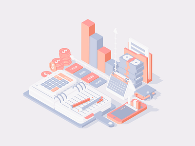 Accounting and Taxes Isometric Illustration