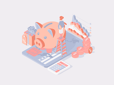 Savings and Finance Isometric Set