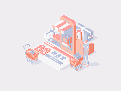 Shopping Online isometric isometric art isometric illustration isometry shop shopping online webdesign