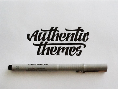 Authentic Themes Logo authentic themes lettering liner logo logotype sketch typography
