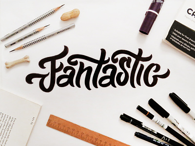 Fantastic brush curves custom lettering fantastic lettering photo script sketch typography