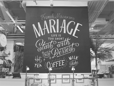 Mariage chalk chalk lettering chalkboard coffee coffee shop gif giff layout lettering macarons type typography