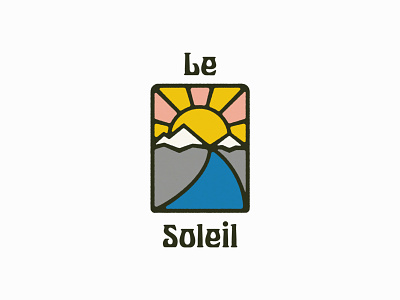 Le Soleil adventure badge branding camping icon illustration lettering lock up logo logotype nature outdoors print sunrise sunset type typography