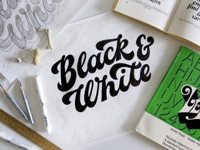 Black White Sketch hand lettering lettering logo logotype photo script sketch type typography