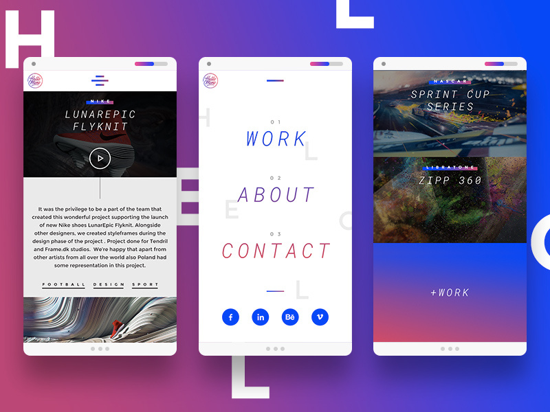 Production studio portfolio mobile ux ui typography portfolio photo image grid mobile