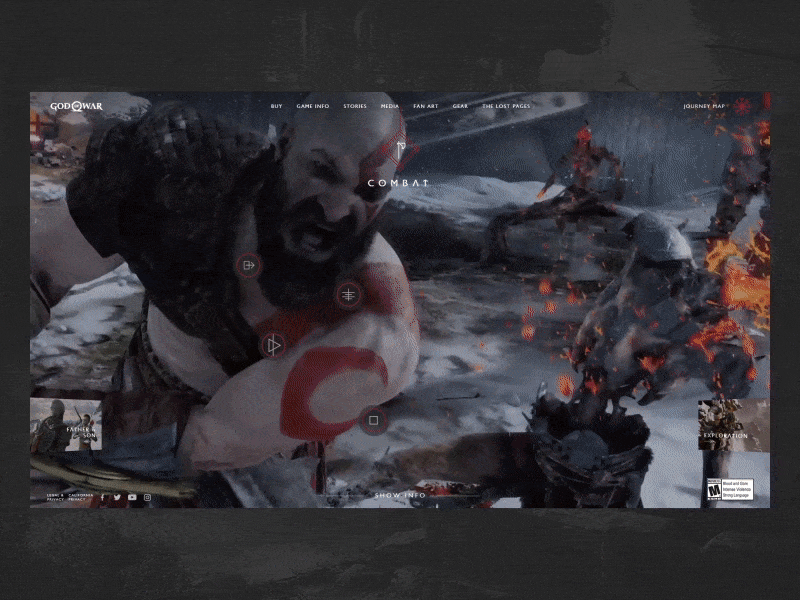 God of War cinematic experience cinematic design game iconography interactive ui video webgl