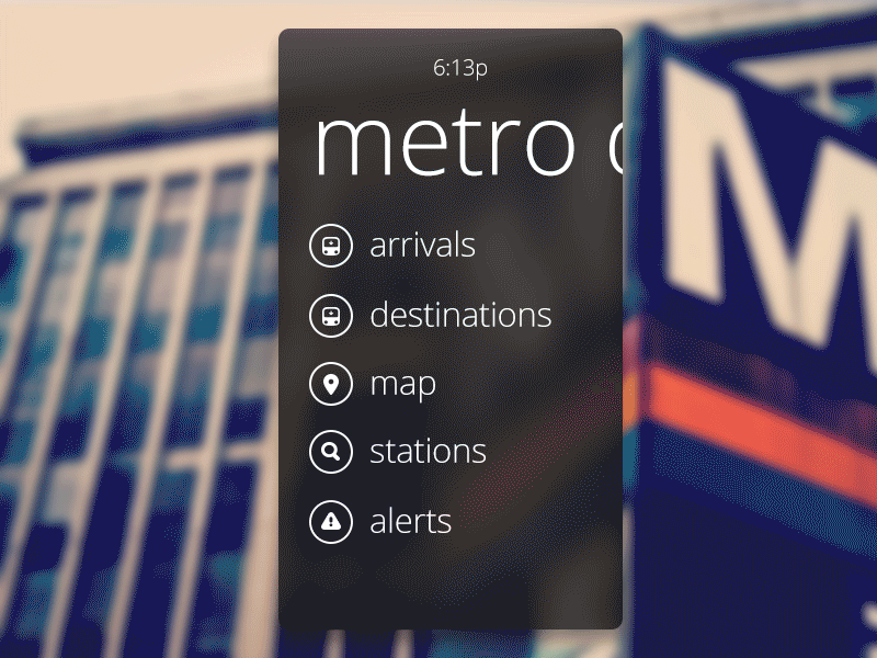 MetroLite clean gif icons metro organic panorama parallax public transit transport transportation ux wmata